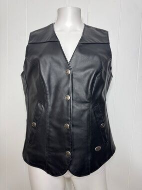 Harley-Davidson black leather vest women’s M